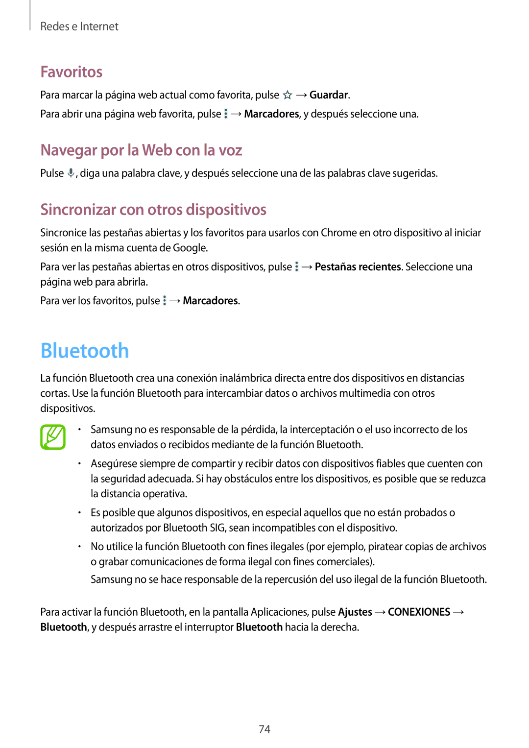 Samsung SM-P9050ZWAPHE, SM-P9050ZKATPH, SM-P9050ZWATPH, SM-P9050ZKAXSK manual Bluetooth, Sincronizar con otros dispositivos 