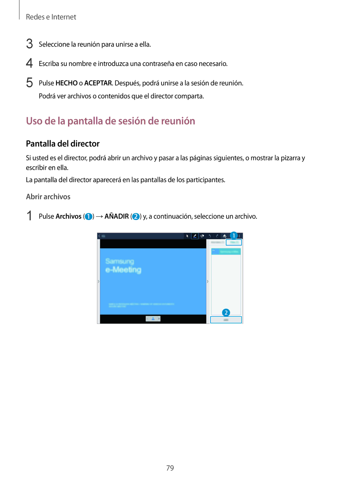 Samsung SM-P9050ZWAPHE, SM-P9050ZKATPH, SM-P9050ZWATPH manual Uso de la pantalla de sesión de reunión, Pantalla del director 