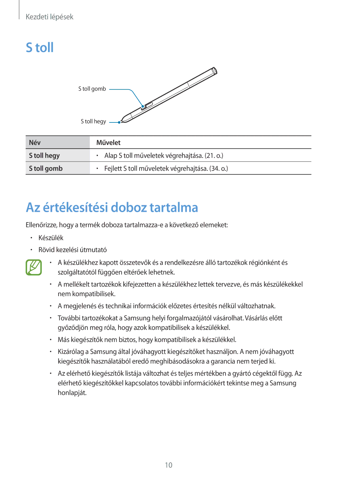 Samsung SM-P9050ZKAXEH manual Toll, Az értékesítési doboz tartalma 