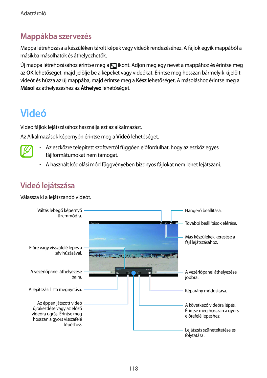 Samsung SM-P9050ZKAXEH manual Videó, Válassza ki a lejátszandó videót 