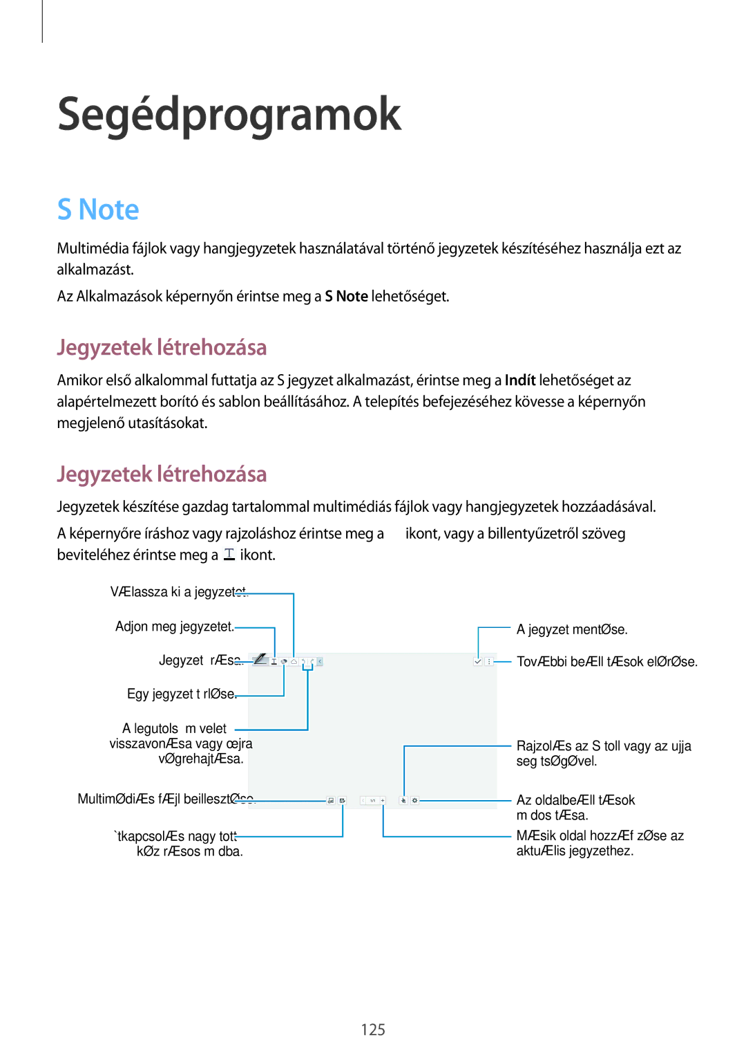 Samsung SM-P9050ZKAXEH manual Segédprogramok, Jegyzetek létrehozása 