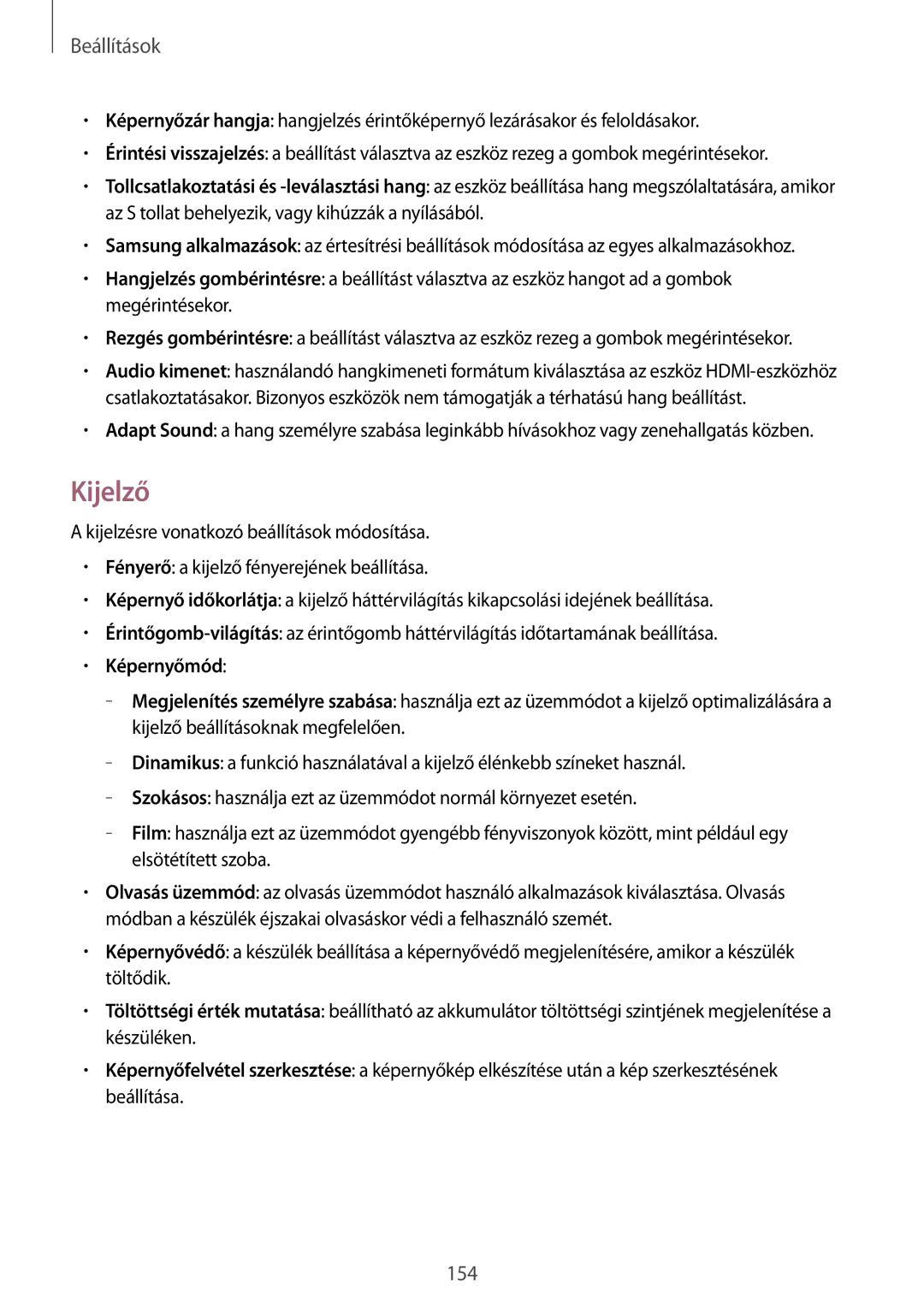 Samsung SM-P9050ZKAXEH manual Kijelző, Képernyőmód 