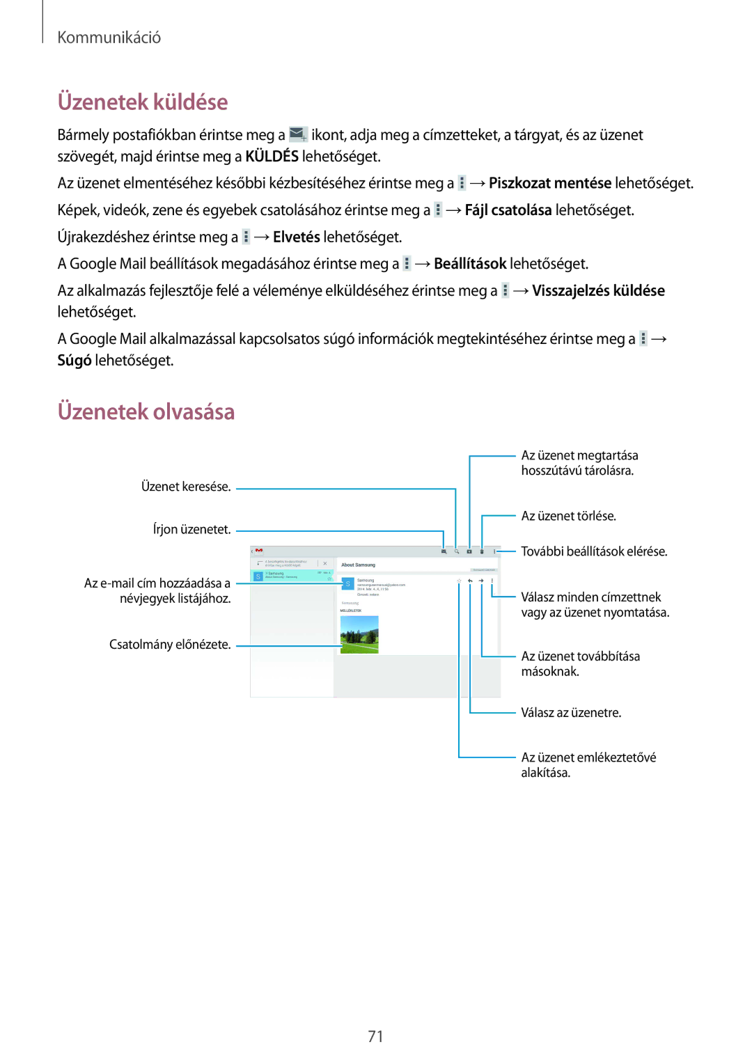 Samsung SM-P9050ZKAXEH manual Üzenet keresése Írjon üzenetet 