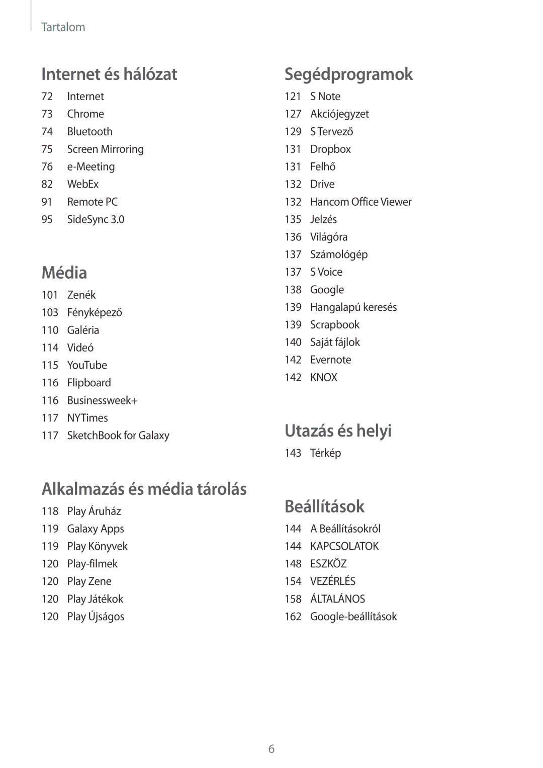 Samsung SM-P9050ZKAXEH manual Internet és hálózat 