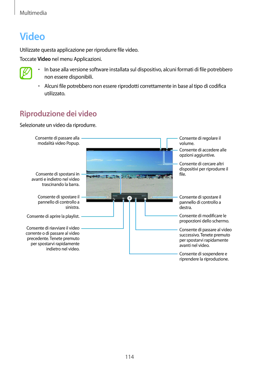 Samsung SM-P9050ZKAITV, SM-P9050ZKAXEO, SM-P9050ZWYITV, SM-P9050ZKYITV manual Video, Selezionate un video da riprodurre 