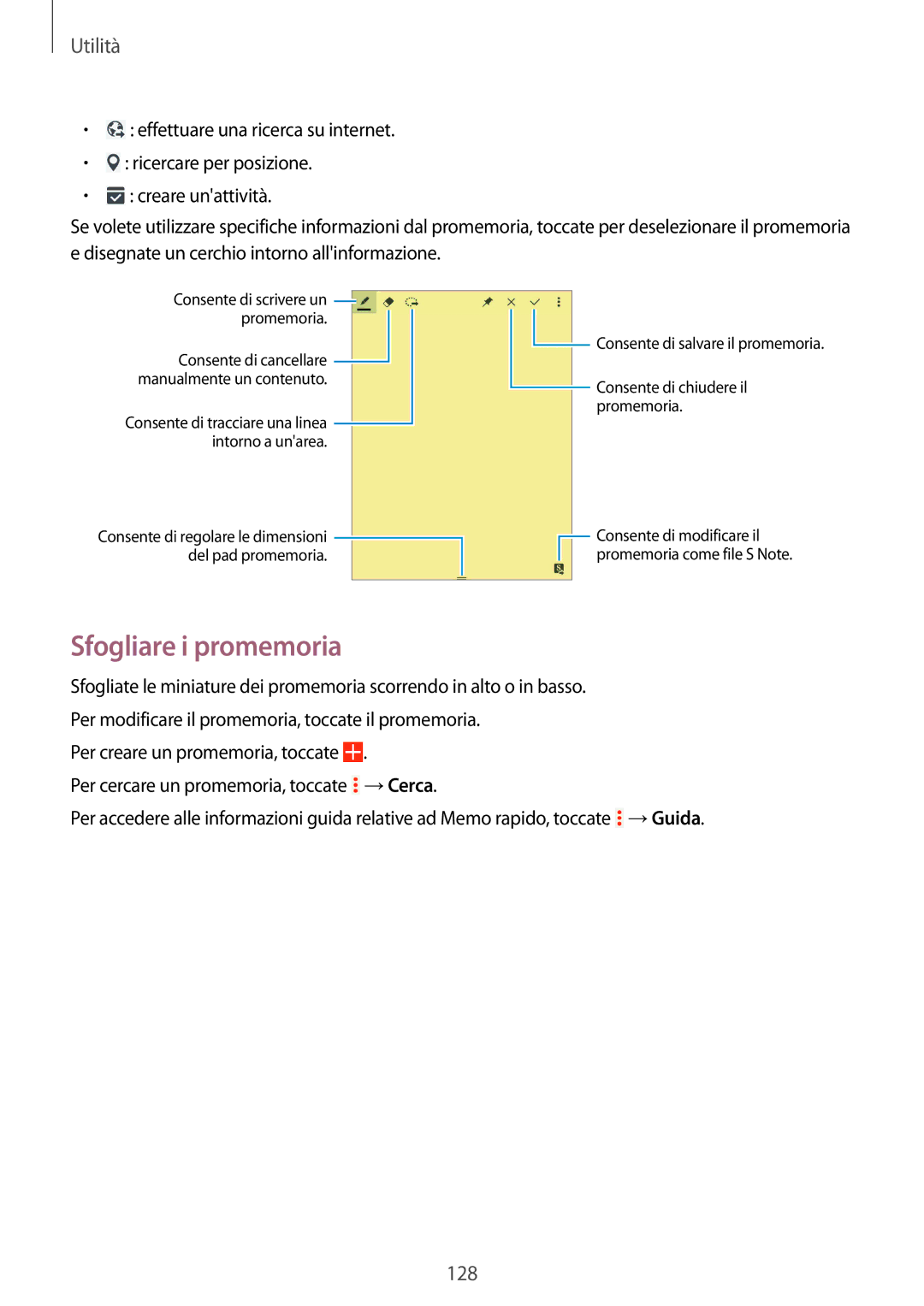 Samsung SM-P9050ZKAXEO, SM-P9050ZWYITV, SM-P9050ZKAITV manual Sfogliare i promemoria, Consente di chiudere il promemoria 