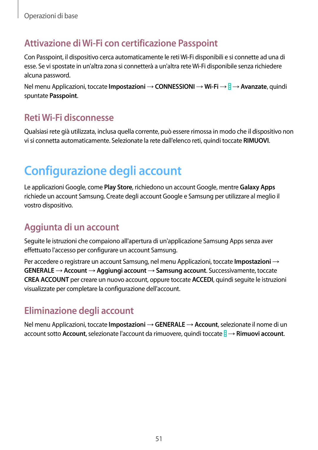 Samsung SM-P9050ZKYITV, SM-P9050ZKAXEO Configurazione degli account, Attivazione di Wi-Fi con certificazione Passpoint 