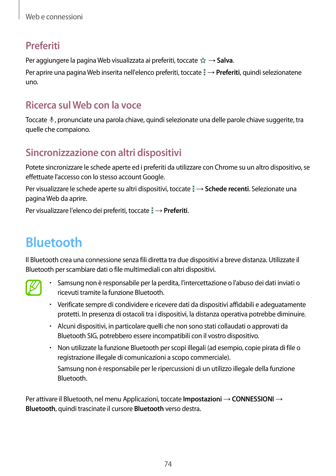 Samsung SM-P9050ZKAITV, SM-P9050ZKAXEO, SM-P9050ZWYITV, SM-P9050ZKYITV Bluetooth, Sincronizzazione con altri dispositivi 