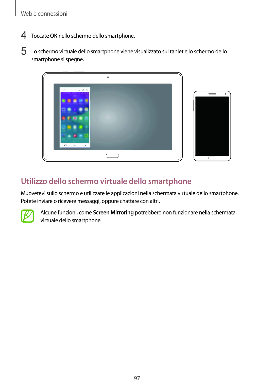 Samsung SM-P9050ZWYITV, SM-P9050ZKAXEO, SM-P9050ZKAITV, SM-P9050ZKYITV manual Utilizzo dello schermo virtuale dello smartphone 