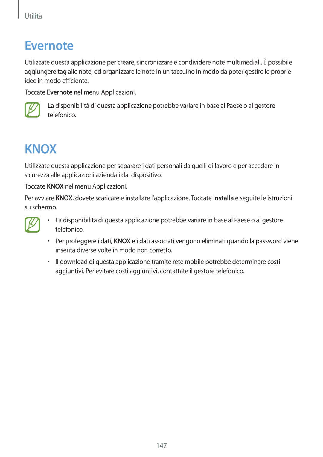 Samsung SM-P9050ZKYITV, SM-P9050ZKAXEO, SM-P9050ZWYITV, SM-P9050ZKAITV manual Evernote, Knox 