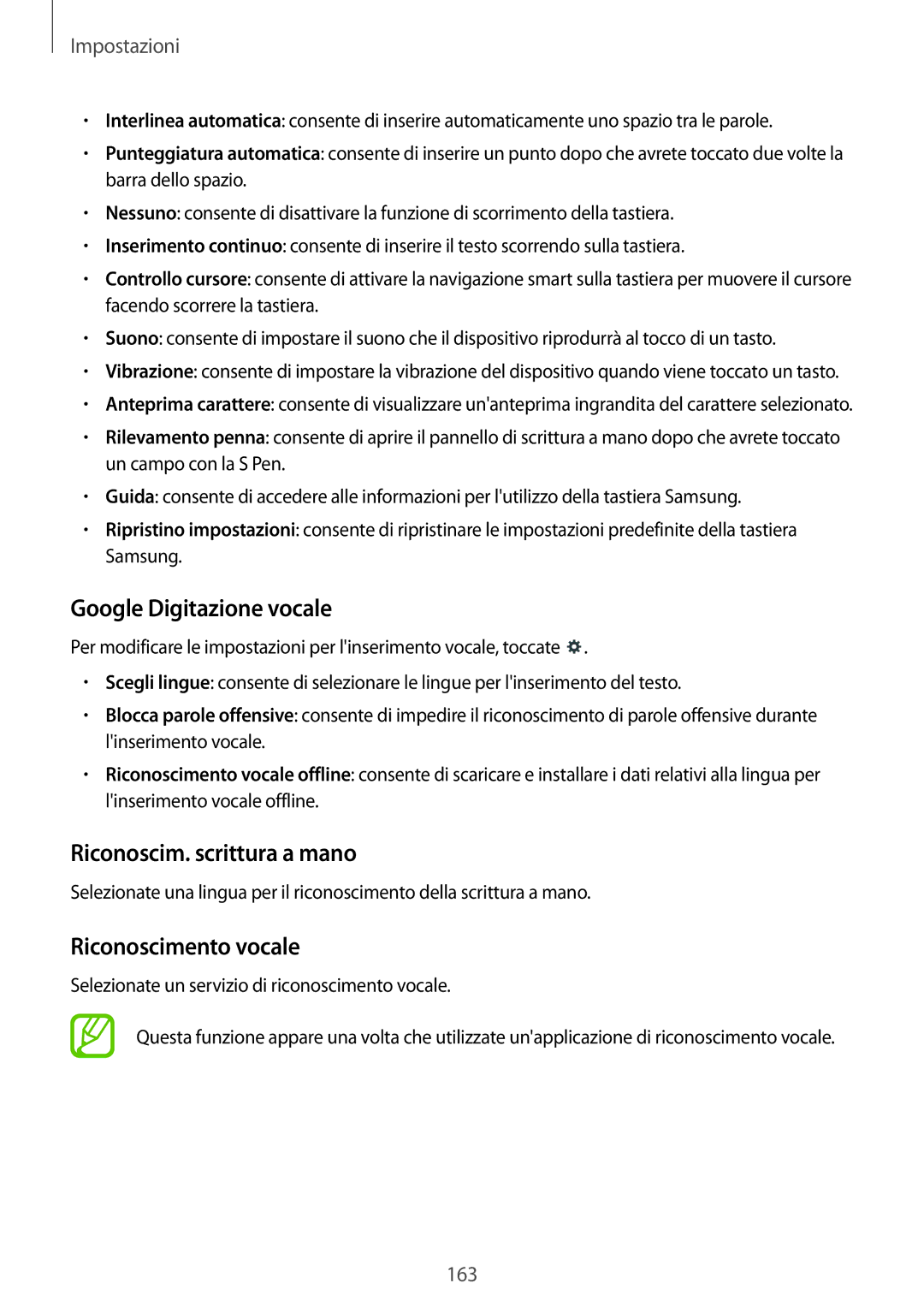 Samsung SM-P9050ZKYITV, SM-P9050ZKAXEO manual Google Digitazione vocale, Riconoscim. scrittura a mano, Riconoscimento vocale 