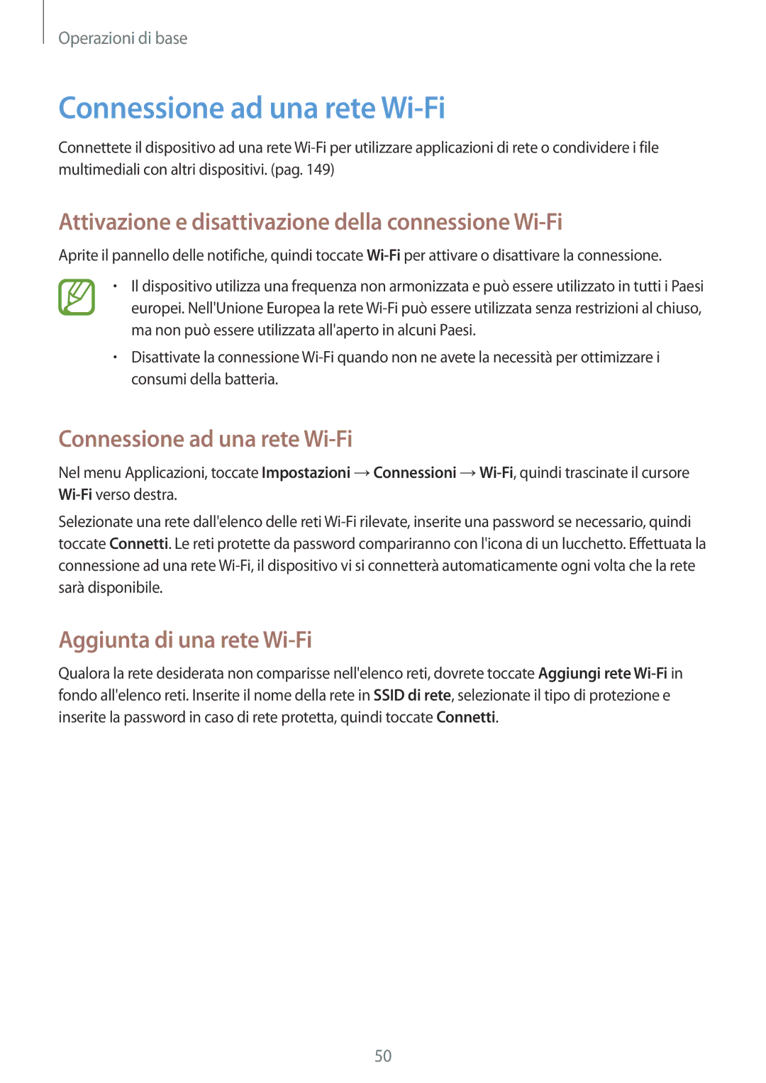 Samsung SM-P9050ZKAITV, SM-P9050ZKAXEO Connessione ad una rete Wi-Fi, Attivazione e disattivazione della connessione Wi-Fi 