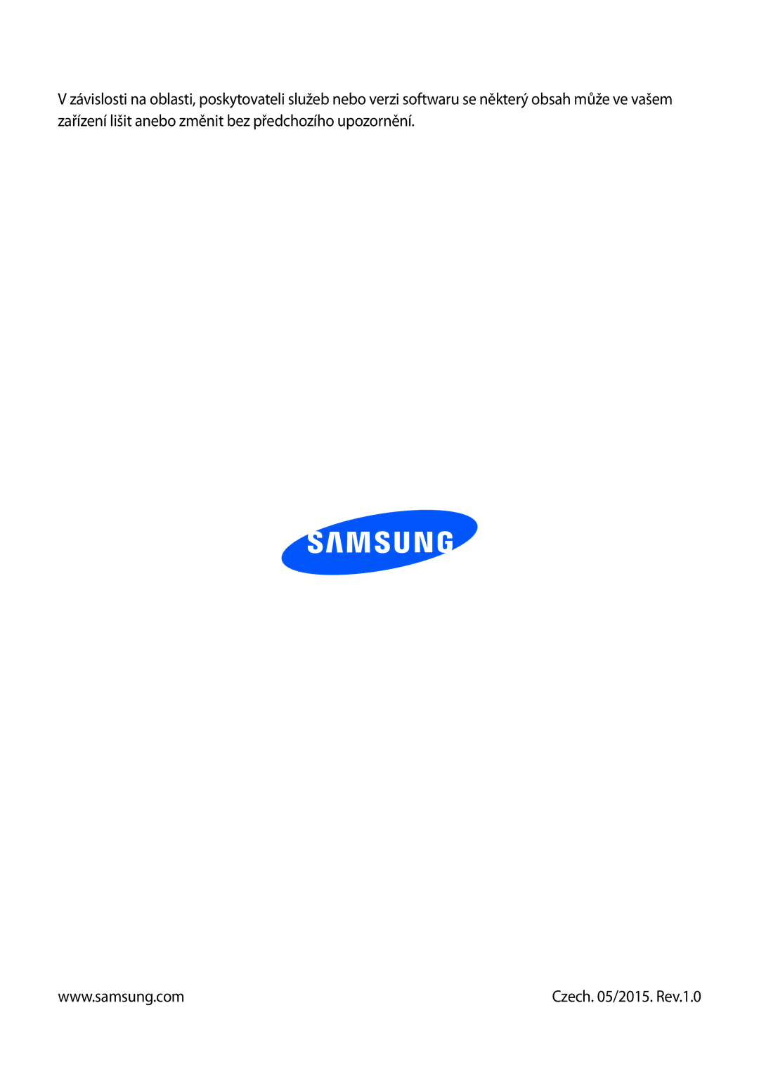 Samsung SM-P9050ZKAXEH, SM-P9050ZWAATO, SM-P9050ZKAATO, SM-P9050ZKAXEO, SM-P9050ZKAXSK, SM-P9050ZWAXSK Czech /2015. Rev.1.0 