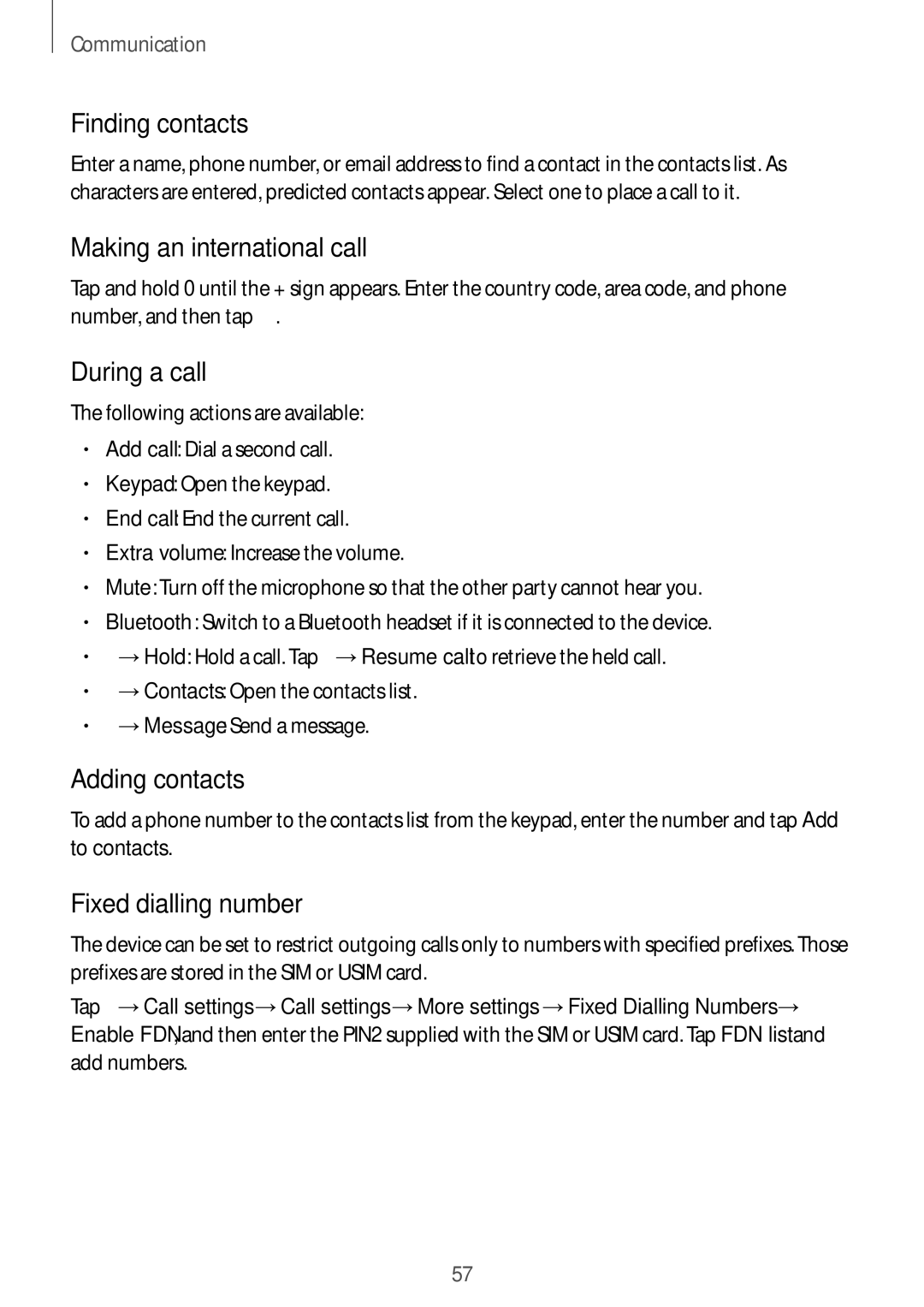 Samsung SM-P9050ZWANEE, SM-P9050ZWADBT manual Finding contacts, Making an international call, During a call, Adding contacts 