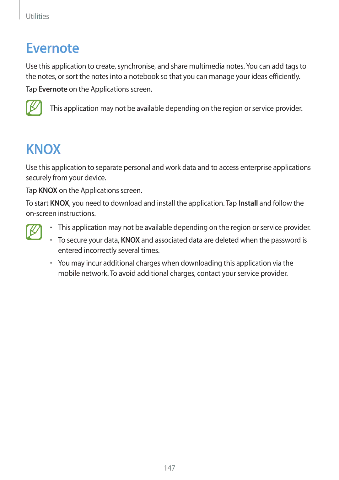 Samsung SM-P9050ZWYEUR, SM-P9050ZWADBT, SM-P9050ZWAATO, SM-P9050ZKATPH manual Tap Evernote on the Applications screen 