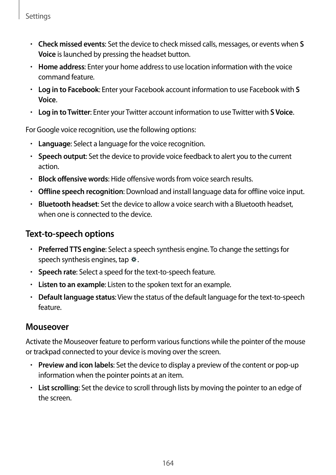 Samsung SM-P9050ZKAXSK, SM-P9050ZWADBT, SM-P9050ZWAATO, SM-P9050ZKATPH, SM-P9050ZKADBT manual Text-to-speech options, Mouseover 