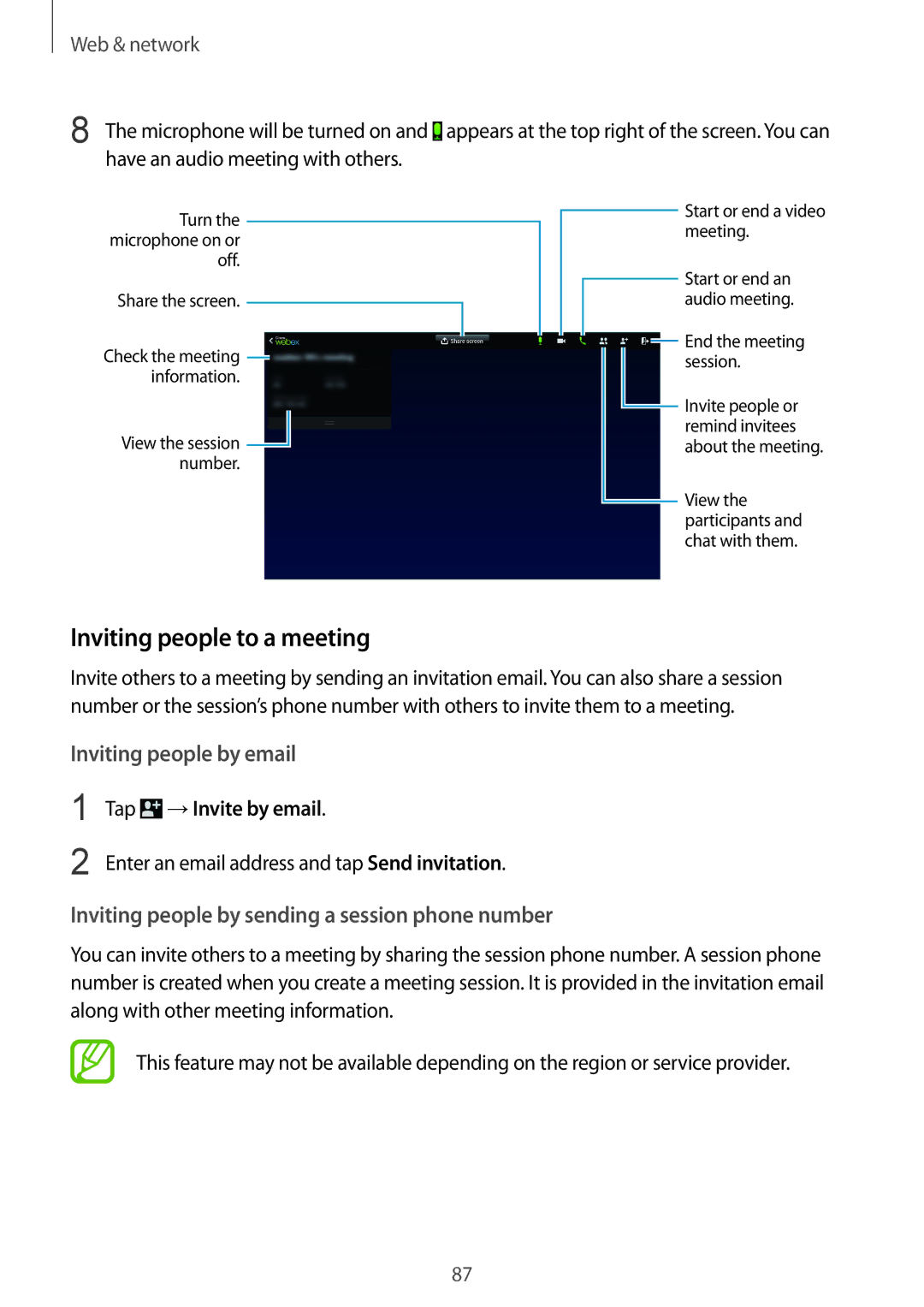 Samsung SM-P9050ZKYITV, SM-P9050ZWADBT, SM-P9050ZWAATO, SM-P9050ZKATPH Inviting people to a meeting, Tap →Invite by email 