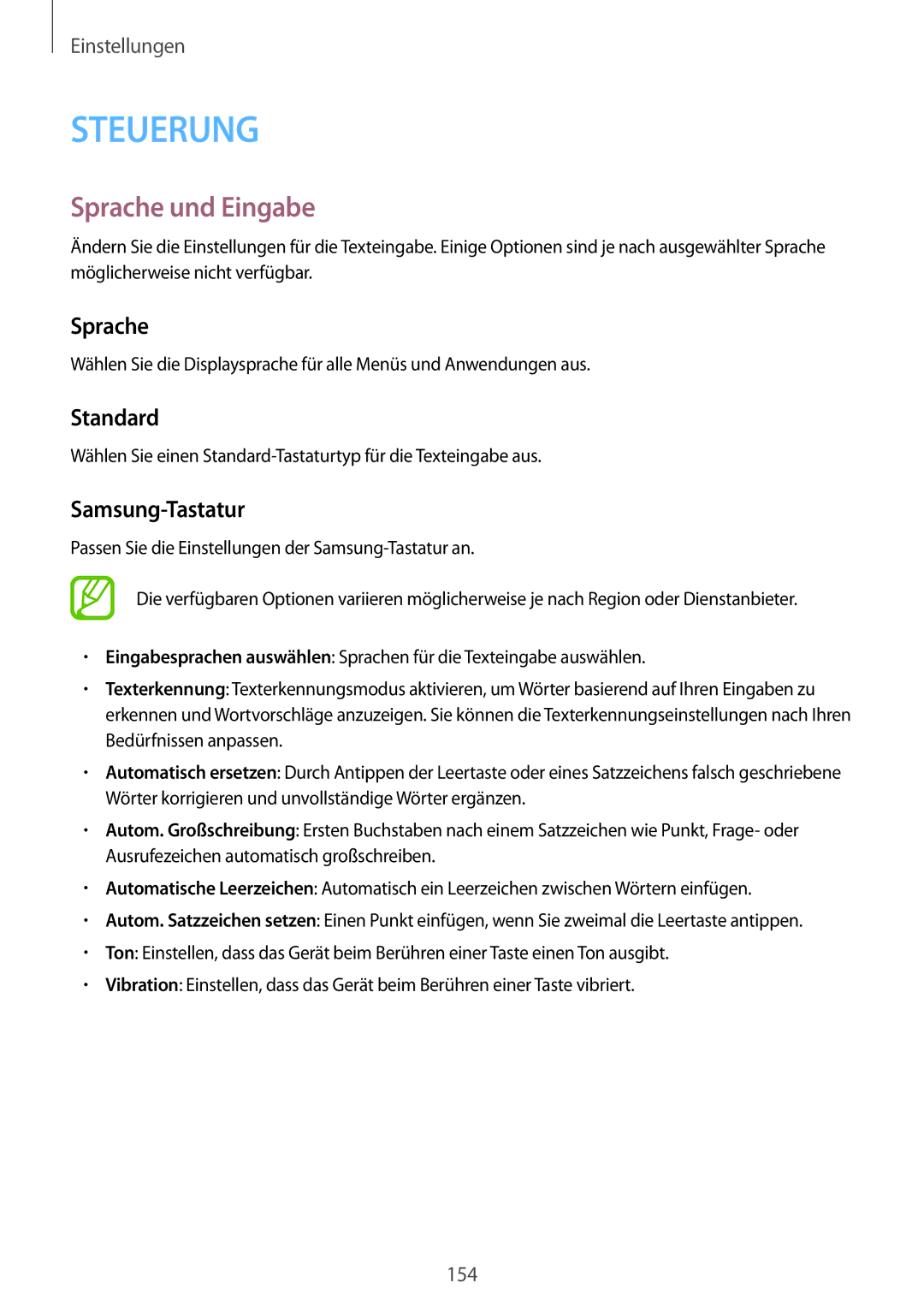 Samsung SM-P9050ZWADBT, SM-P9050ZWAATO, SM-P9050ZKATPH, SM-P9050ZKADBT manual Sprache und Eingabe, Standard, Samsung-Tastatur 