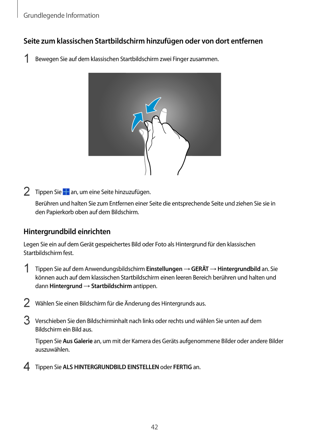 Samsung SM-P9050ZWADBT manual Hintergrundbild einrichten, Tippen Sie ALS Hintergrundbild Einstellen oder Fertig an 