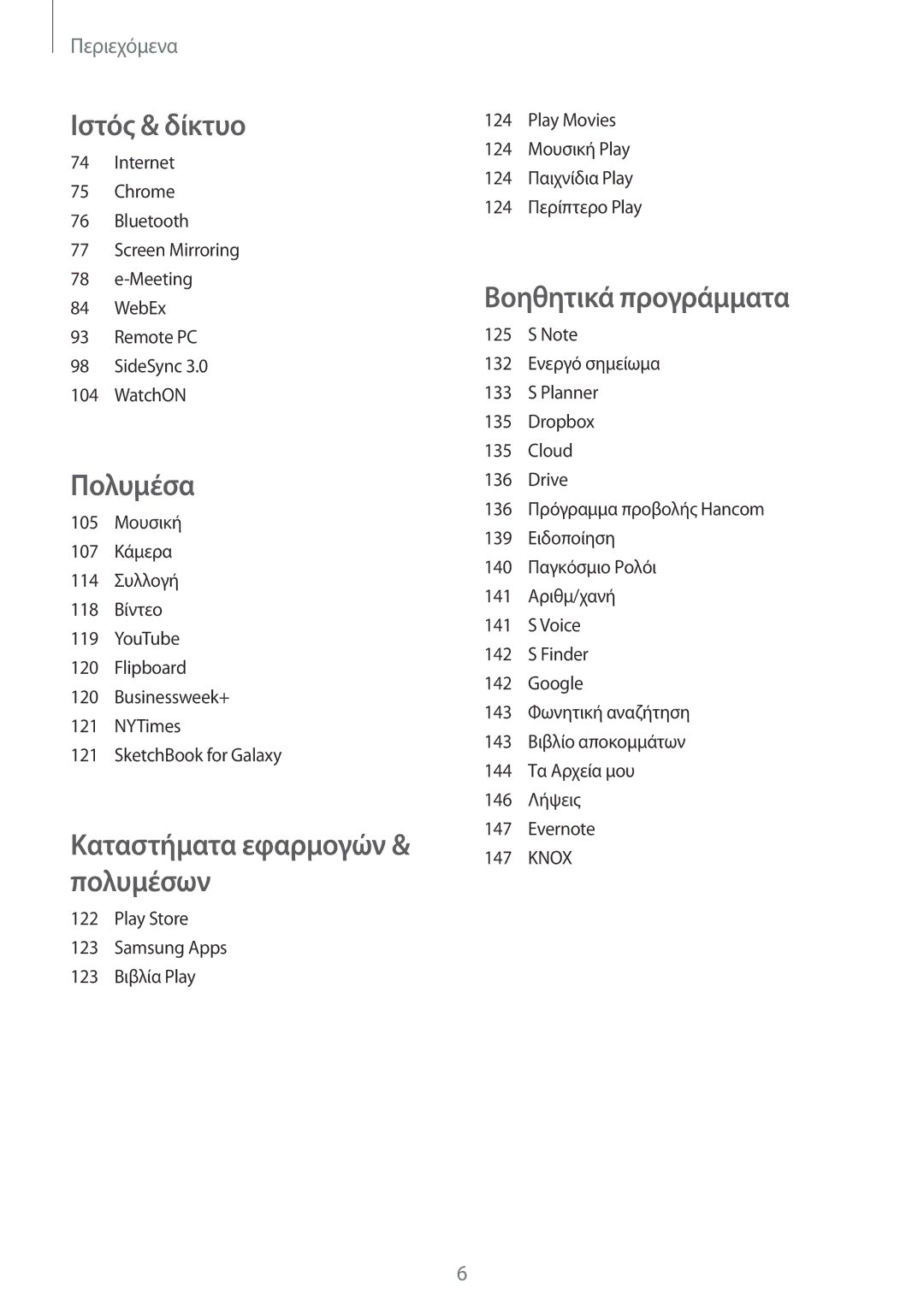 Samsung SM-P9050ZKYEUR, SM-P9050ZWAEUR, SM-P9050ZWYEUR, SM-P9050ZKAEUR manual Ιστός & δίκτυο 