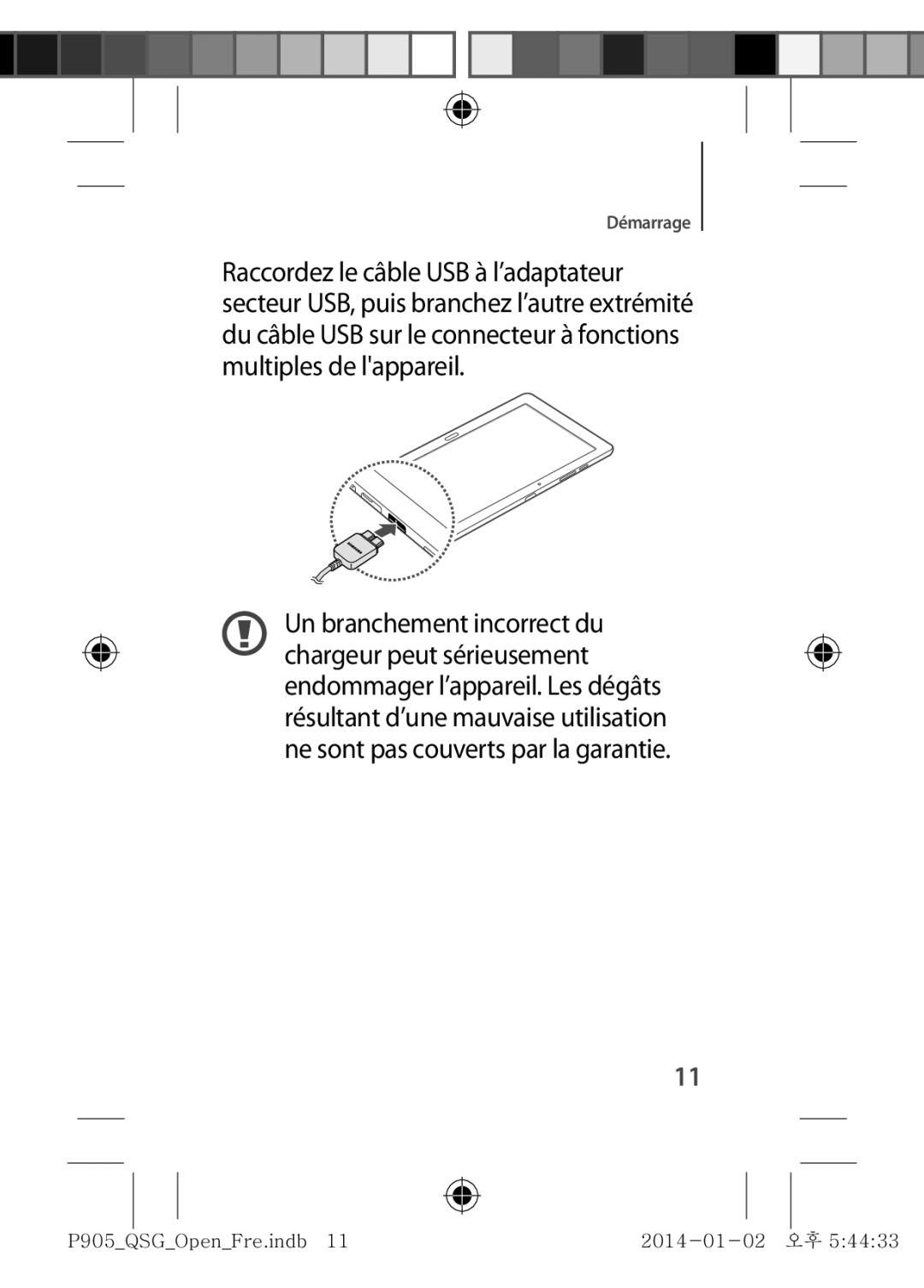 Samsung SM-P9050ZWAXEF, SM-P9050ZKAXEF manual Démarrage 