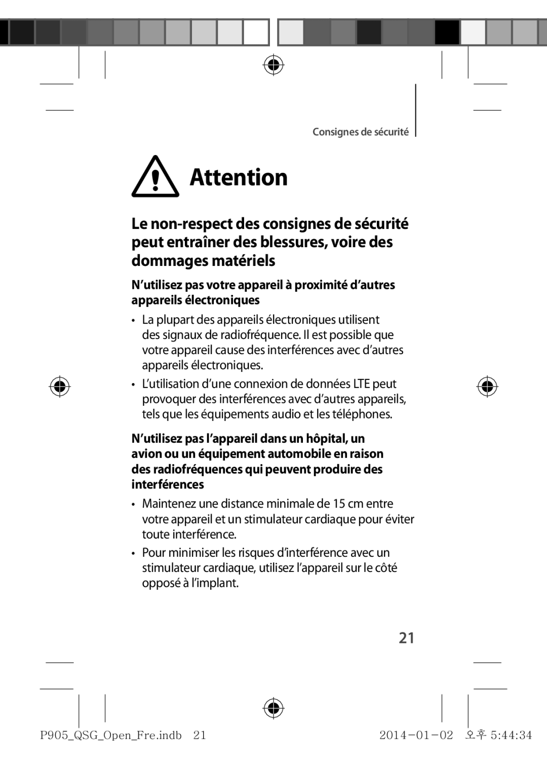 Samsung SM-P9050ZWAXEF, SM-P9050ZKAXEF manual Consignes de sécurité 