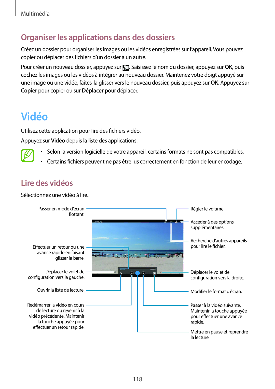 Samsung SM-P9050ZWAXEF, SM-P9050ZKAXEF manual Vidéo, Sélectionnez une vidéo à lire 