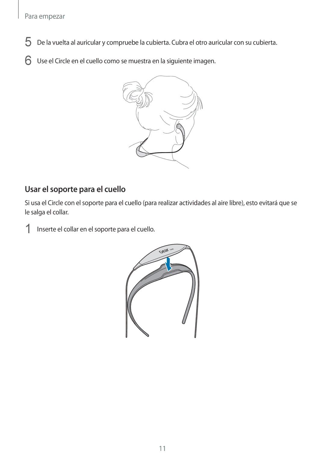 Samsung SM-R130NZKAPHE, SM-R130NZKATPH, SM-R130NZWAPHE, SM-R130NZBAPHE manual Usar el soporte para el cuello 