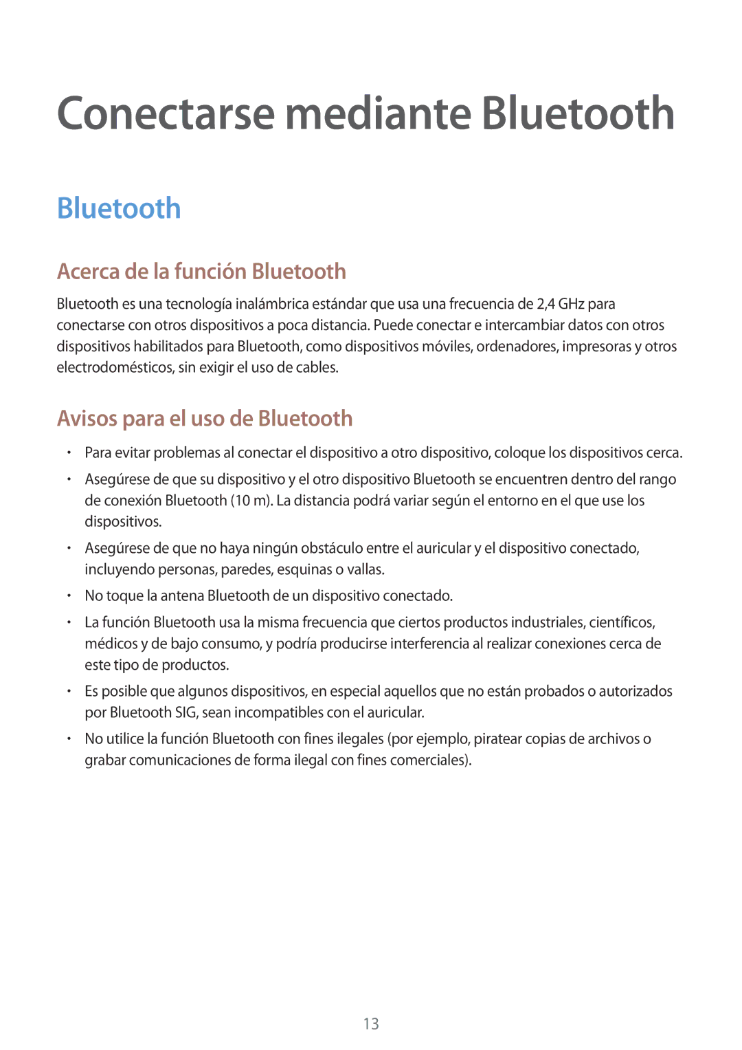 Samsung SM-R130NZWAPHE, SM-R130NZKATPH, SM-R130NZBAPHE, SM-R130NZKAPHE manual Conectarse mediante Bluetooth 