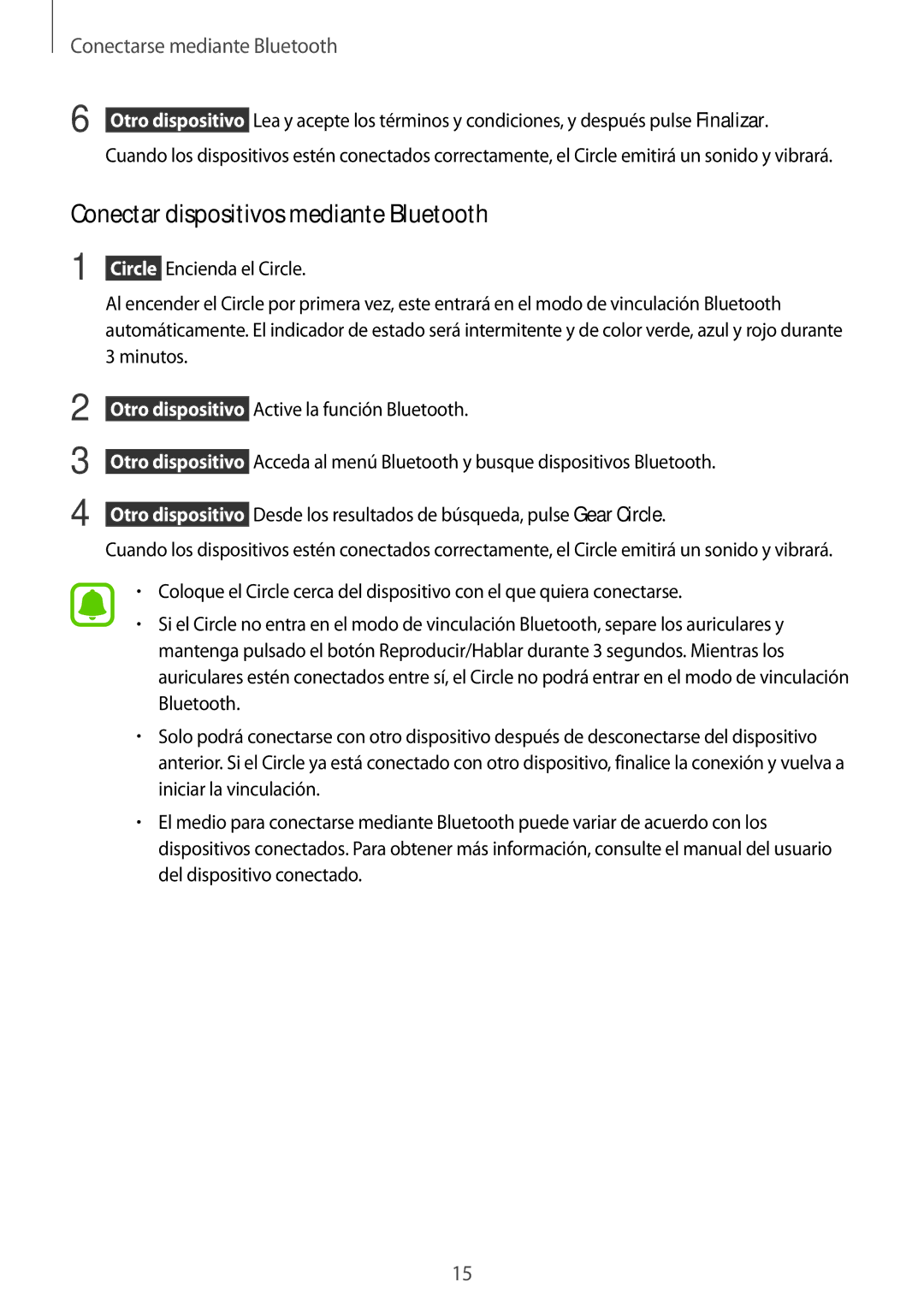 Samsung SM-R130NZKAPHE, SM-R130NZKATPH, SM-R130NZWAPHE, SM-R130NZBAPHE manual Conectar dispositivos mediante Bluetooth 