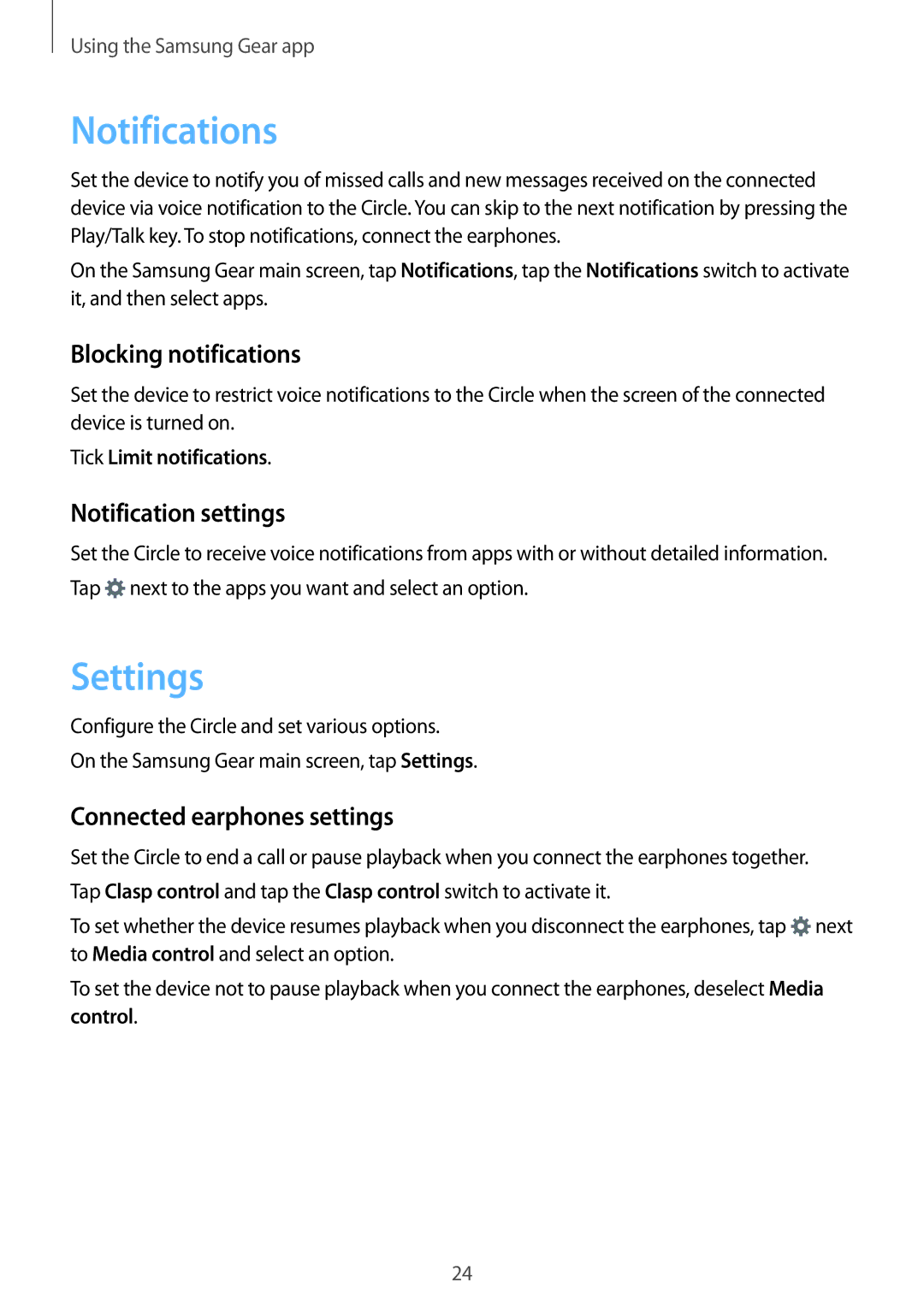 Samsung SM-R130NZWANEE, SM-R130NZWADBT manual Notifications, Settings, Blocking notifications, Notification settings 