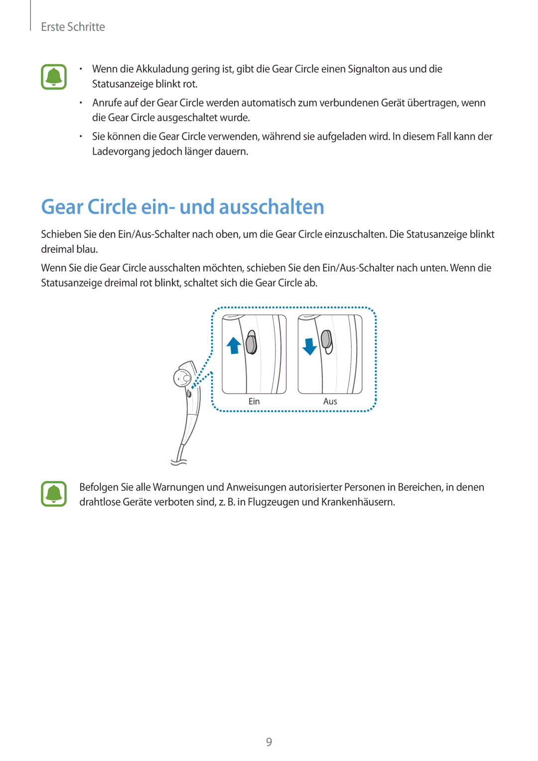 Samsung SM-R130NZBADBT, SM-R130NZWADBT, SM-R130NZKATUR, SM-R130NZKATPH, SM-R130NZKADBT manual Gear Circle ein- und ausschalten 