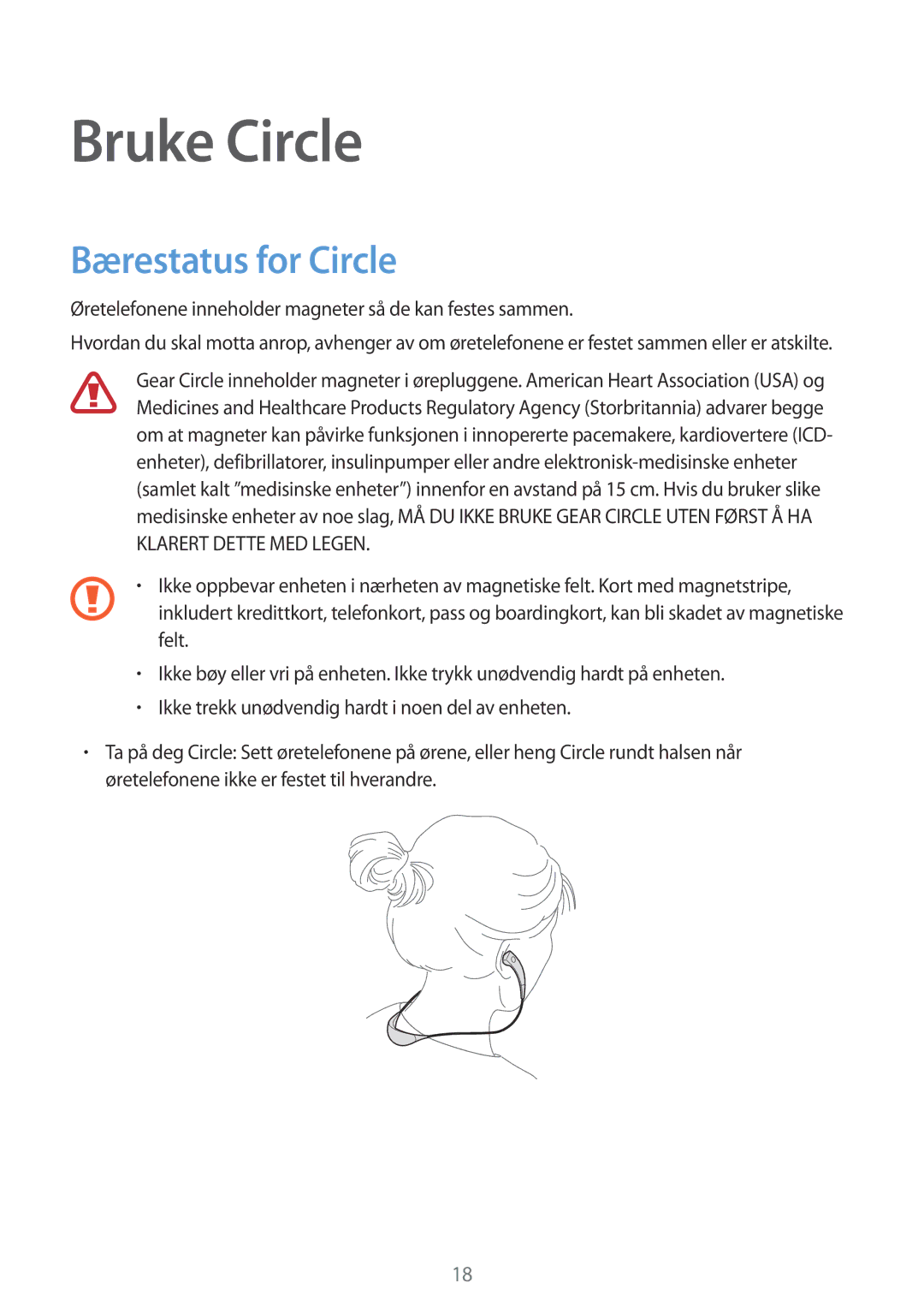 Samsung SM-R130NZWANEE, SM-R130NZKANEE, SM-R130NZBANEE manual Bruke Circle, Bærestatus for Circle 