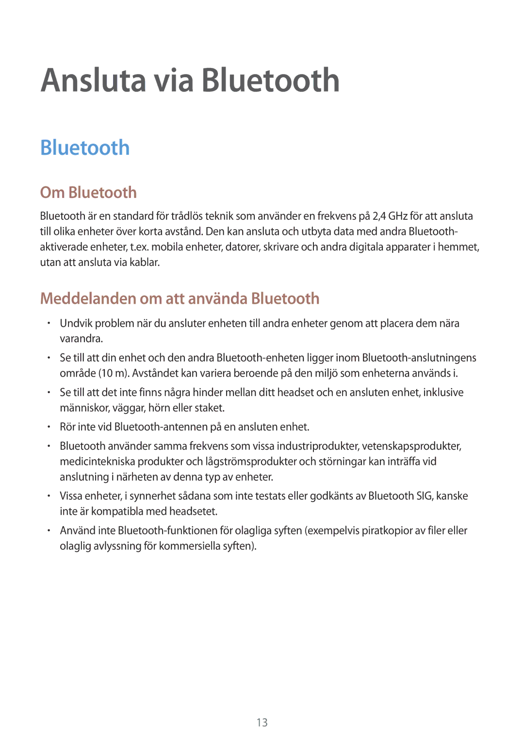 Samsung SM-R130NZKANEE, SM-R130NZWANEE, SM-R130NZBANEE manual Ansluta via Bluetooth 