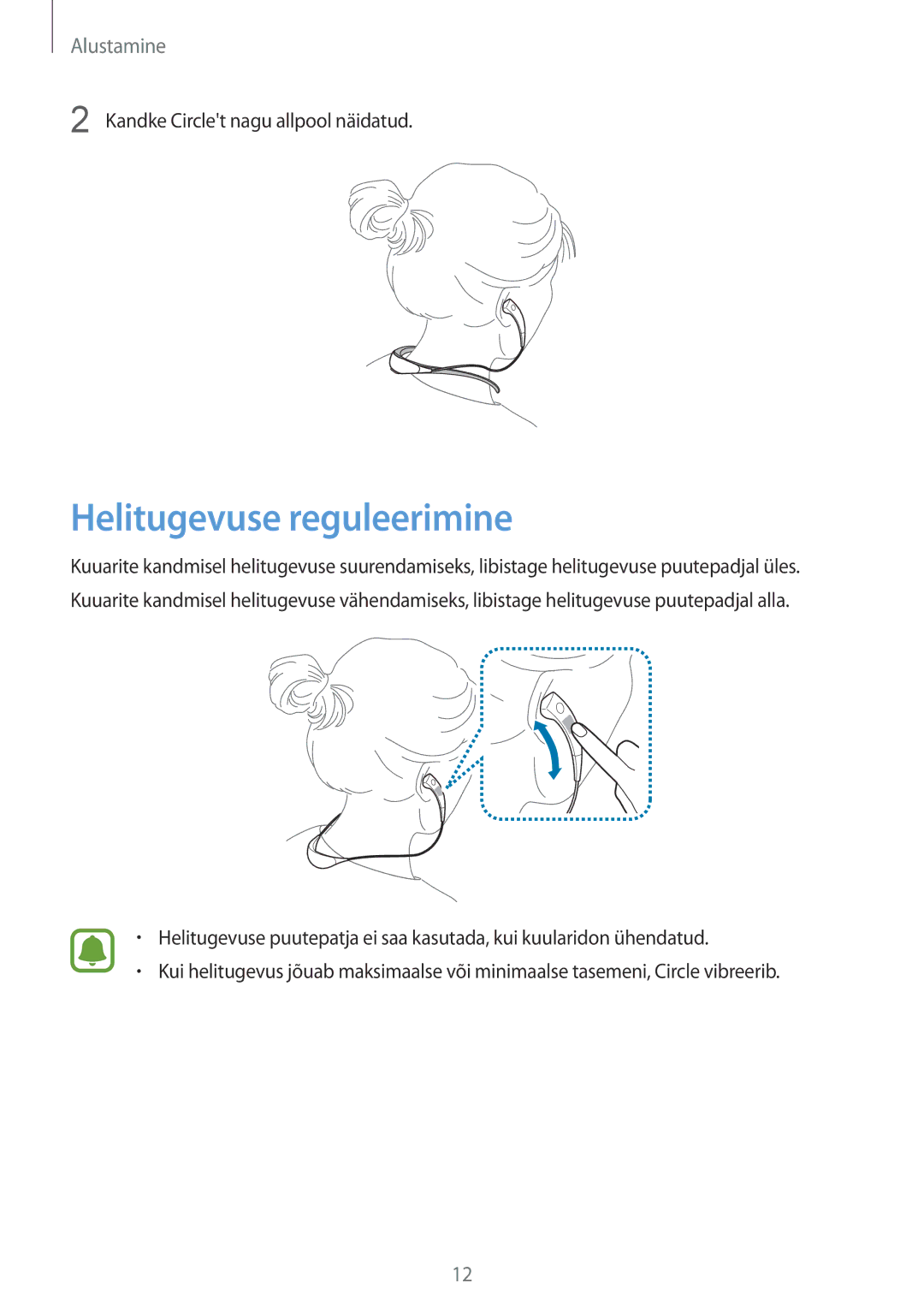 Samsung SM-R130NZWASEB, SM-R130NZBASEB, SM-R130NZKASEB manual Helitugevuse reguleerimine 