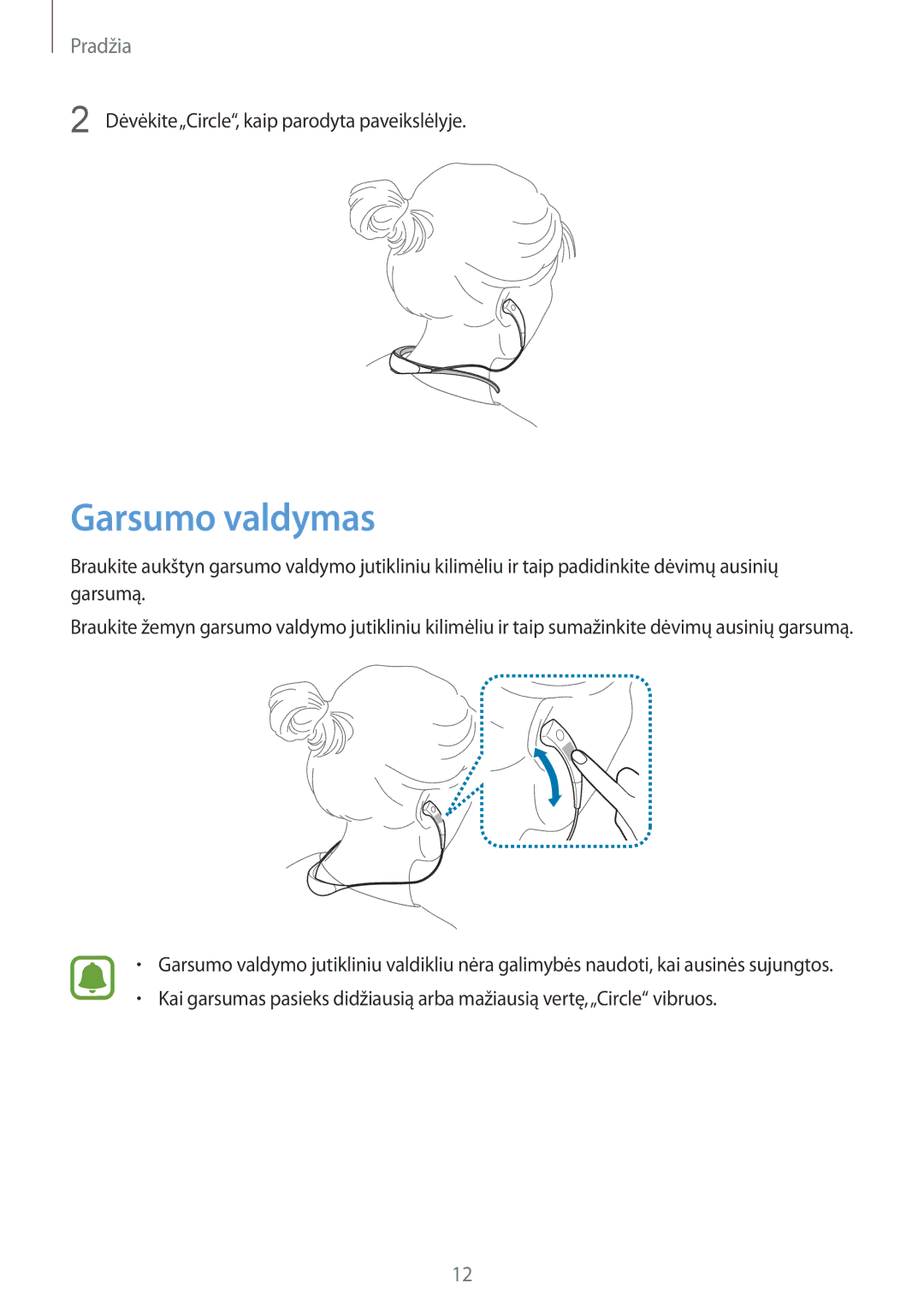 Samsung SM-R130NZWASEB, SM-R130NZBASEB, SM-R130NZKASEB manual Garsumo valdymas 