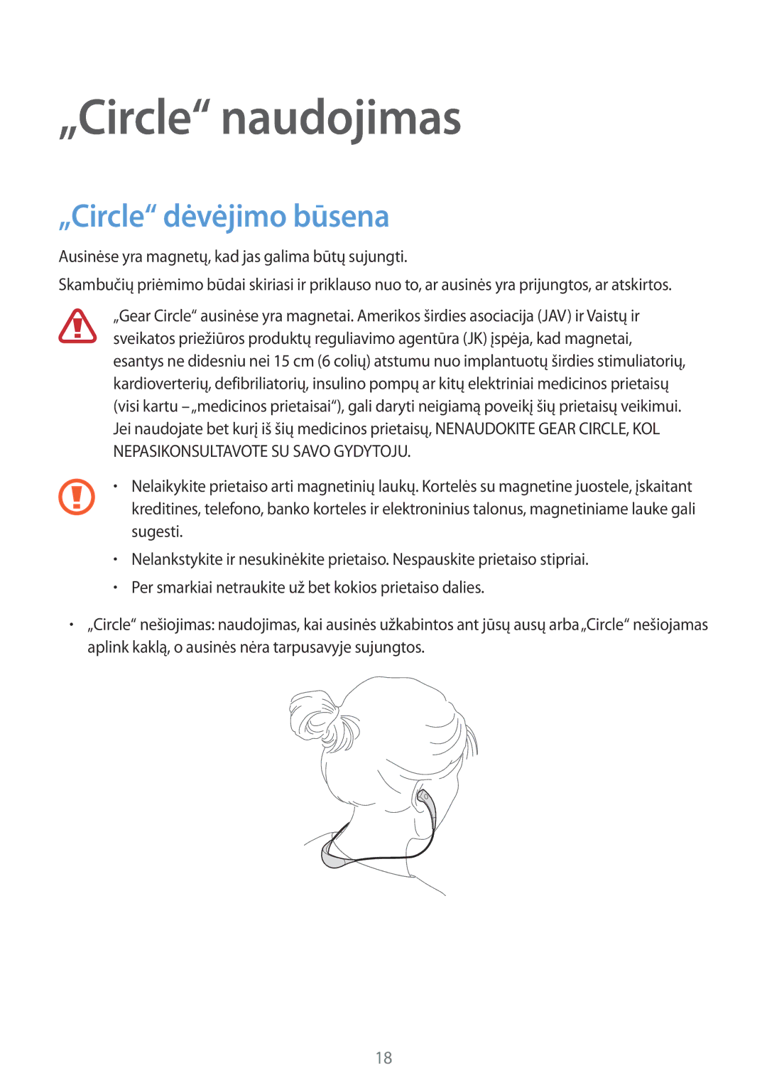 Samsung SM-R130NZWASEB, SM-R130NZBASEB, SM-R130NZKASEB manual „Circle naudojimas, „Circle dėvėjimo būsena 