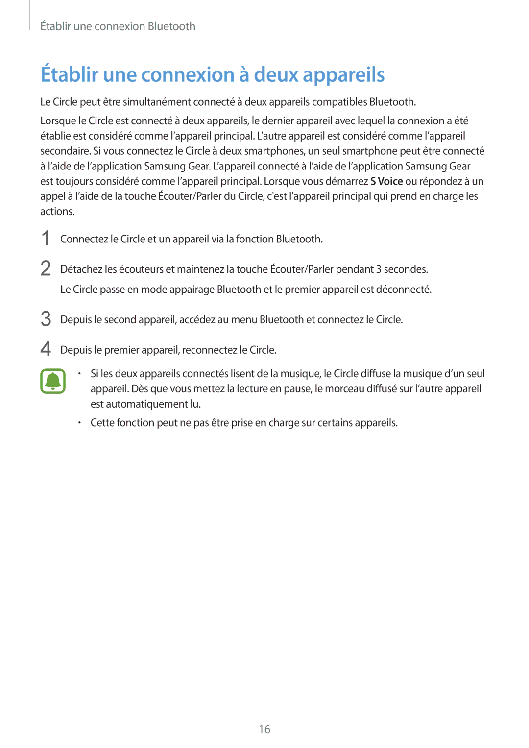 Samsung SM-R130NZKAXEF, SM-R130NZWAXEF, SM-R130NZBAXEF manual Établir une connexion à deux appareils 