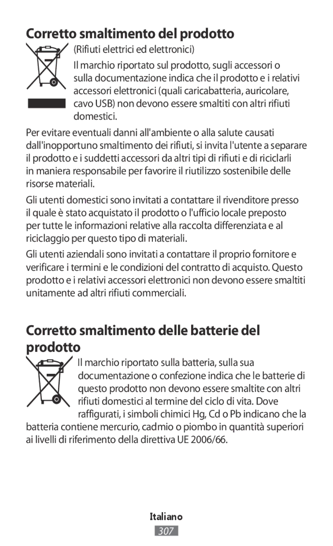 Samsung SM-R140NZAAITV, SM-R140NZAADBT, SM-R140NZKADBT Corretto smaltimento del prodotto, Rifiuti elettrici ed elettronici 