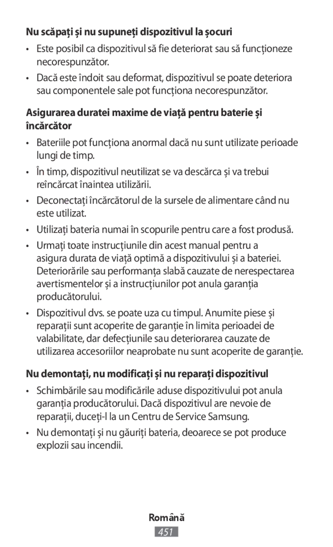 Samsung SM-R140NZIADBT, SM-R140NZAADBT, SM-R140NZKADBT, SM-R140NZAAXEF manual Nu scăpaţi şi nu supuneţi dispozitivul la şocuri 