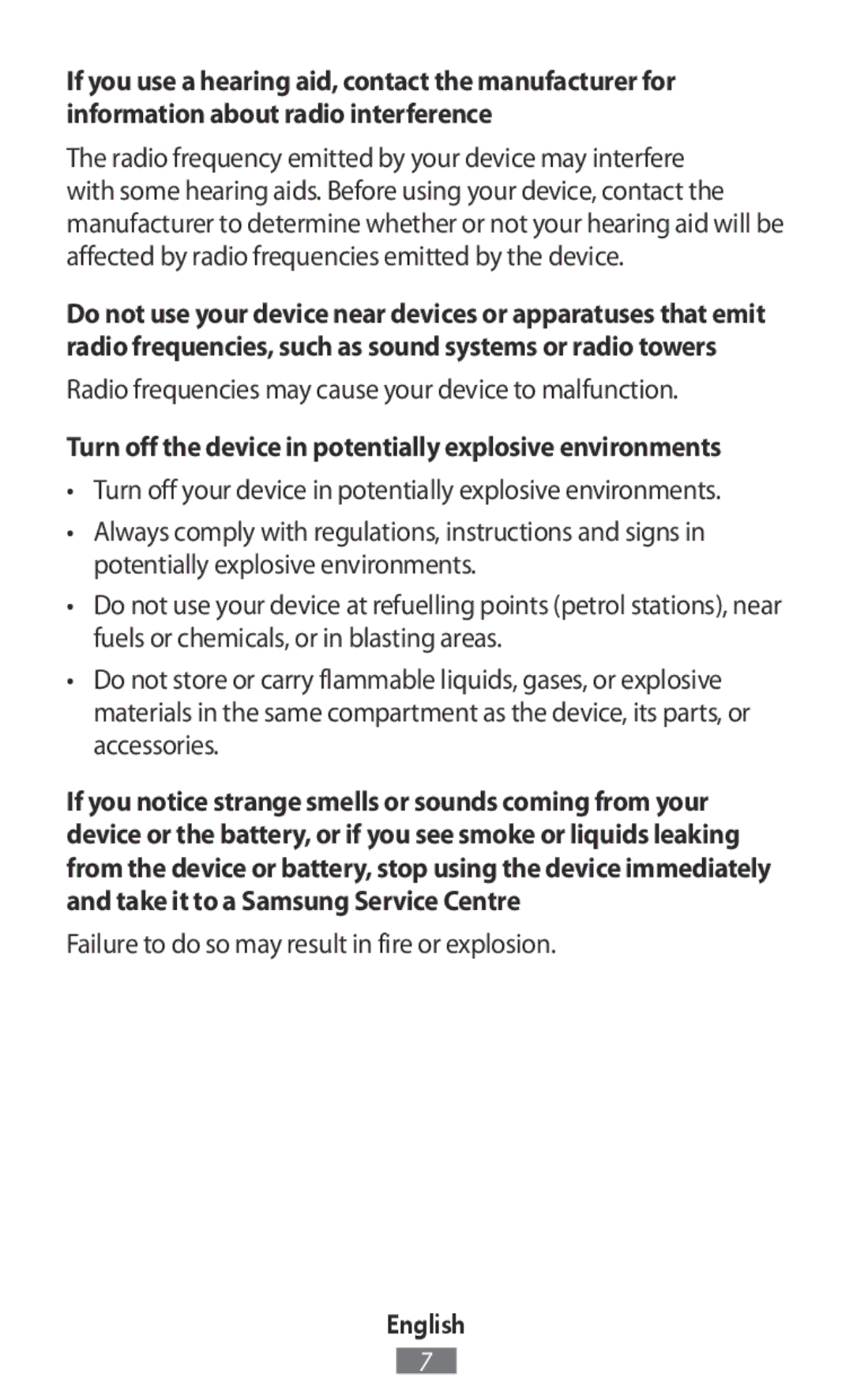 Samsung SM-R140NZAAITV, SM-R140NZAADBT, SM-R140NZKADBT manual Radio frequencies may cause your device to malfunction 