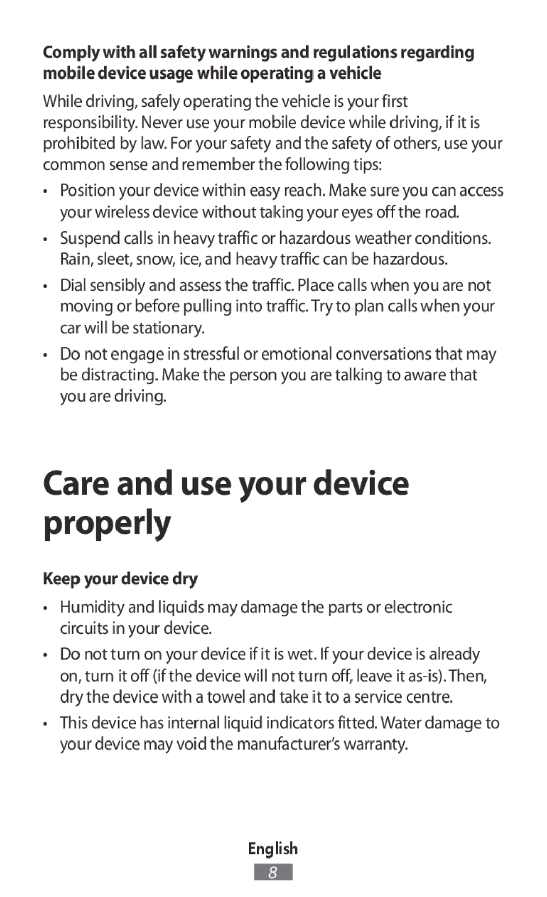 Samsung SM-R140NZIAPHE, SM-R140NZAADBT, SM-R140NZKADBT manual Care and use your device properly, Keep your device dry 