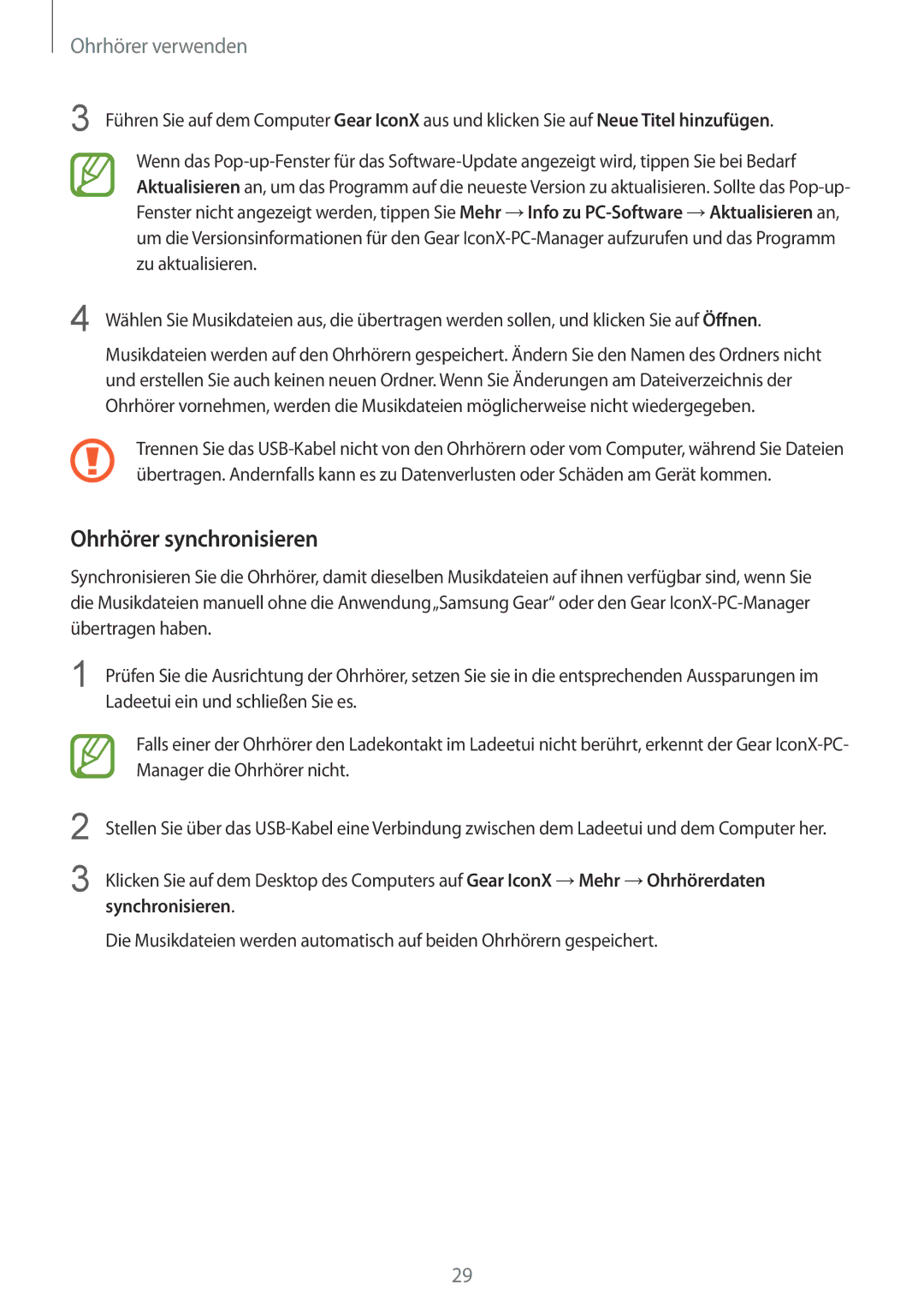 Samsung SM-R140NZIADBT, SM-R140NZAADBT, SM-R140NZKADBT manual Ohrhörer synchronisieren 