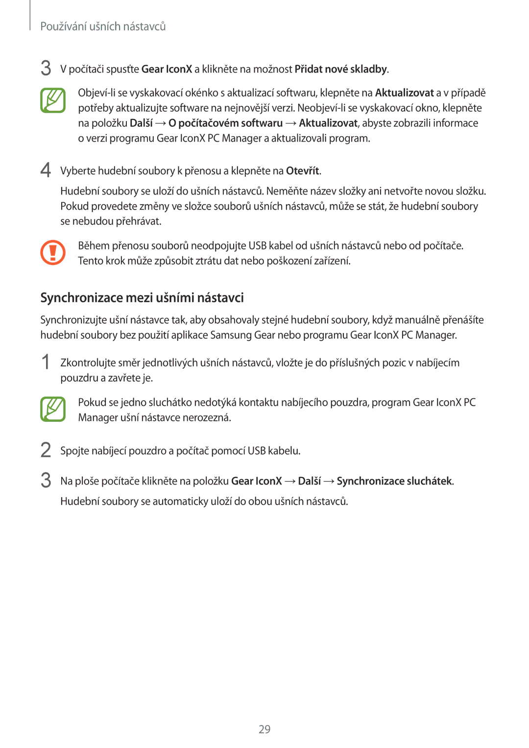 Samsung SM-R140NZIAXEZ, SM-R140NZAAXEZ, SM-R140NZKAXEZ manual Synchronizace mezi ušními nástavci 