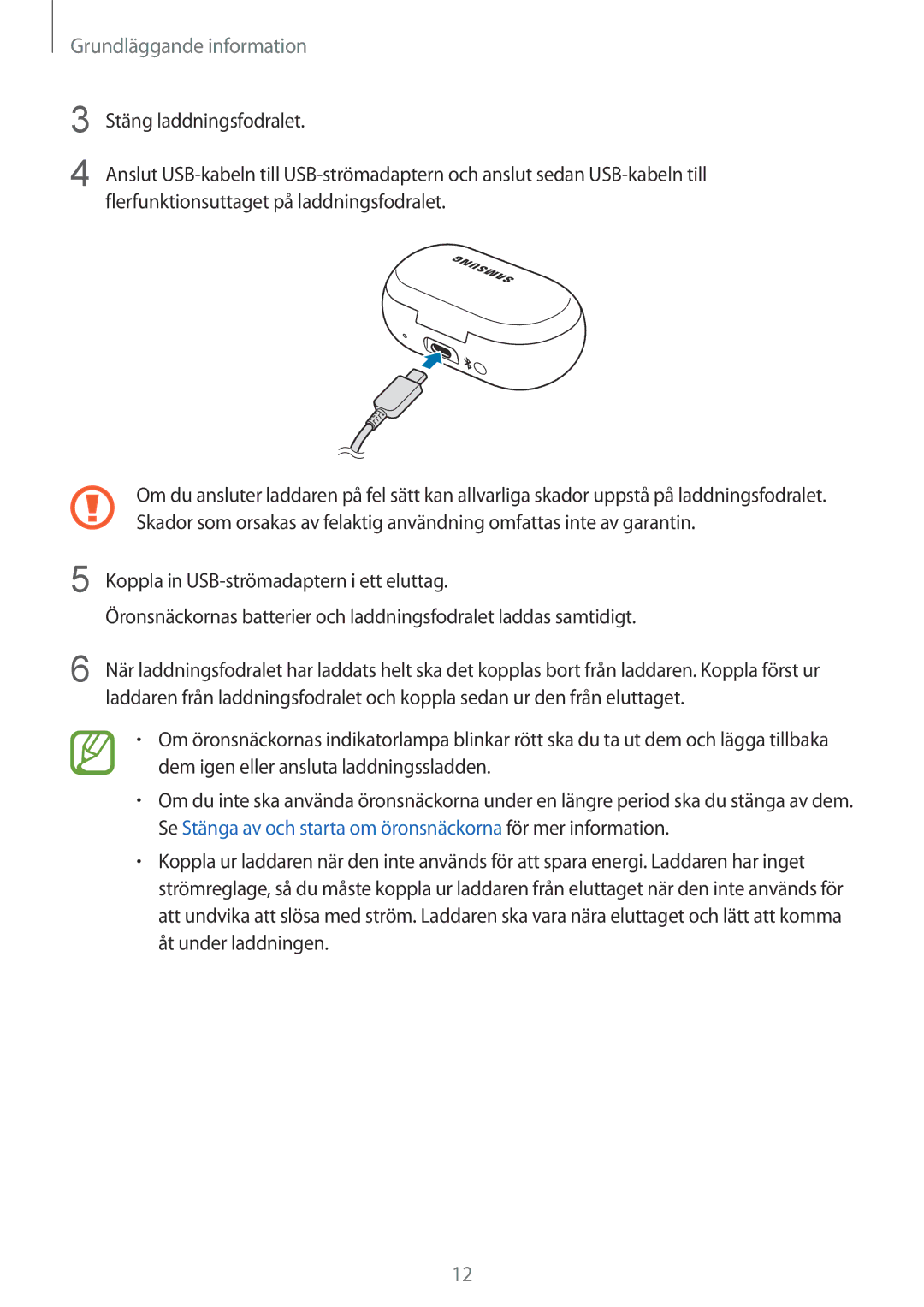 Samsung SM-R140NZIANEE, SM-R140NZKANEE manual Grundläggande information 