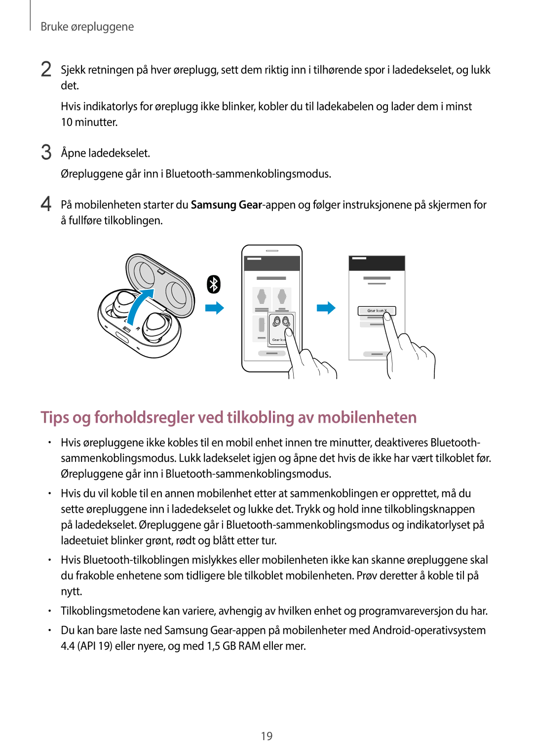 Samsung SM-R140NZKANEE, SM-R140NZIANEE manual Tips og forholdsregler ved tilkobling av mobilenheten 