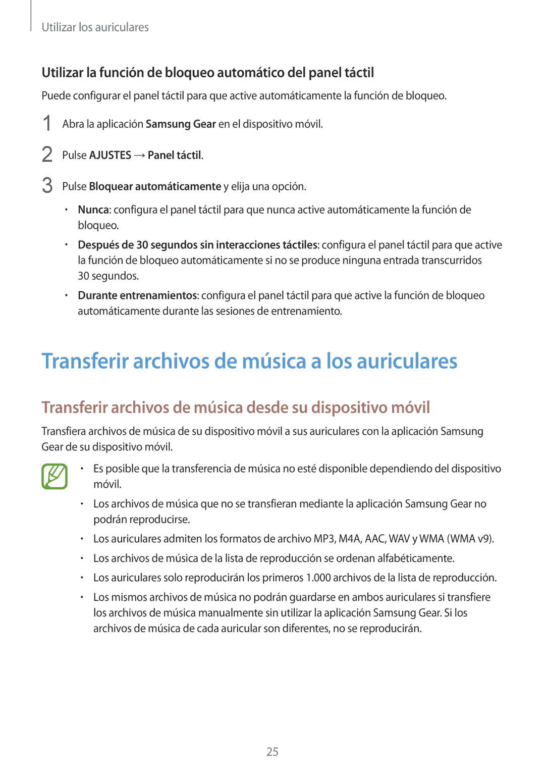 Samsung SM-R140NZKAPHE, SM-R140NZIAPHE, SM-R140NZAAPHE manual Transferir archivos de música a los auriculares 