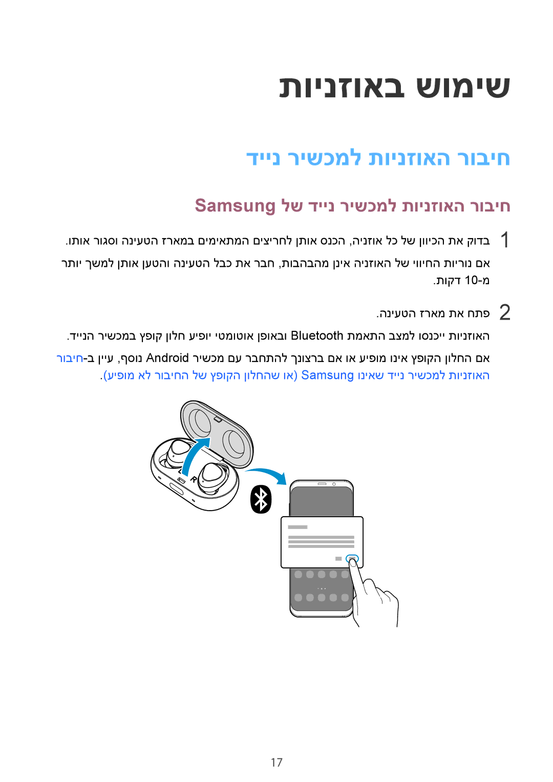 Samsung SM-R140NZKAILO manual Samsung לש דיינ רישכמל תוינזואה רוביח 