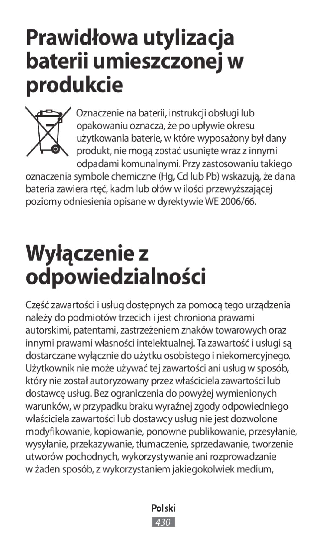 Samsung SM-R140NZIAXJP manual Wyłączenie z odpowiedzialności, Żaden sposób, z wykorzystaniem jakiegokolwiek medium 