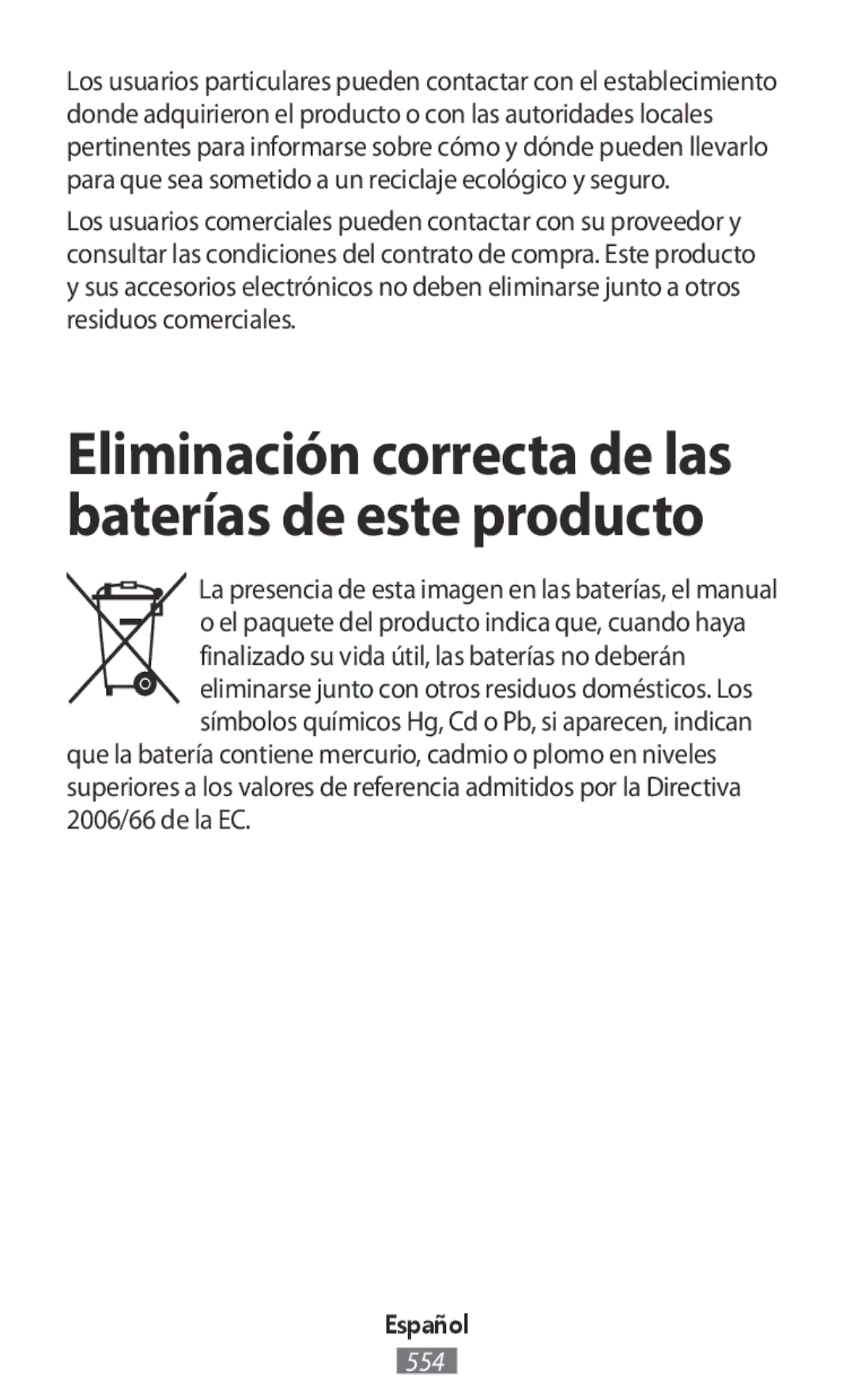 Samsung SM-R140NZKAXJP, SM-R140NZIAXJP, SM-R140NZAAXJP, SM-R140NZAAKSA Eliminación correcta de las baterías de este producto 